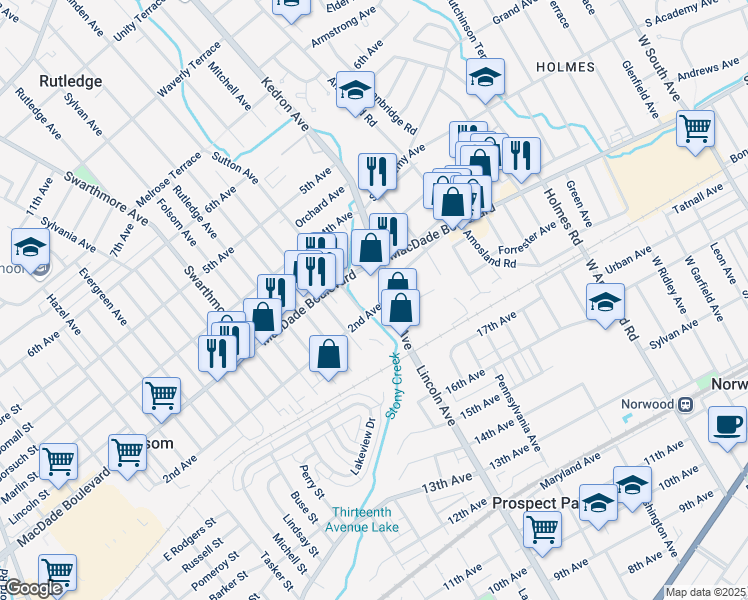 map of restaurants, bars, coffee shops, grocery stores, and more near 199 Kedron Avenue in Folsom