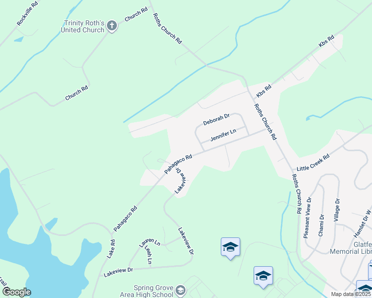 map of restaurants, bars, coffee shops, grocery stores, and more near 6202 Pahagaco Road in Spring Grove