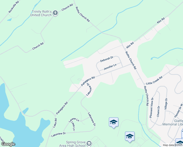 map of restaurants, bars, coffee shops, grocery stores, and more near 6202 Pahagaco Road in Spring Grove