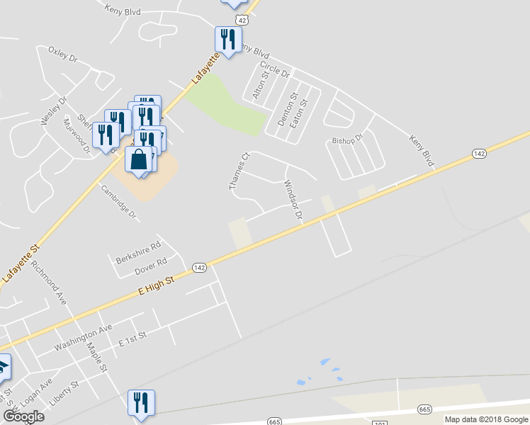 map of restaurants, bars, coffee shops, grocery stores, and more near 233 Andover Drive in London