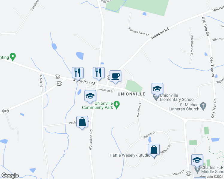 map of restaurants, bars, coffee shops, grocery stores, and more near 1724 West Doe Run Road in Kennett Square
