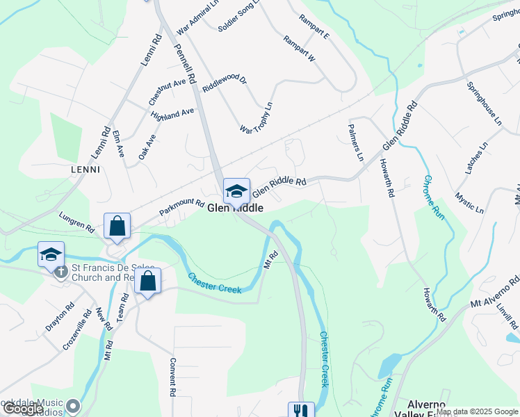 map of restaurants, bars, coffee shops, grocery stores, and more near 209 Pennsgrove Court in Media