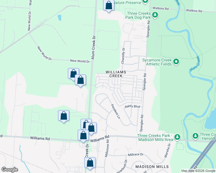 map of restaurants, bars, coffee shops, grocery stores, and more near 2718 Proclamation Way in Columbus