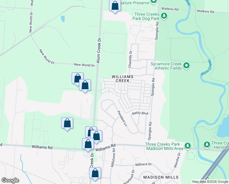 map of restaurants, bars, coffee shops, grocery stores, and more near 2718 Proclamation Way in Columbus