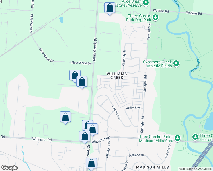 map of restaurants, bars, coffee shops, grocery stores, and more near 2718 Proclamation Way in Columbus