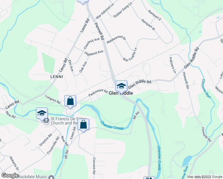 map of restaurants, bars, coffee shops, grocery stores, and more near 308 Burnt Church Court in Media