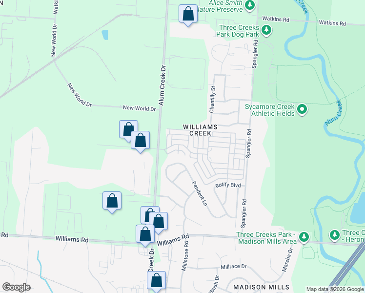 map of restaurants, bars, coffee shops, grocery stores, and more near 2718 Proclamation Way in Columbus