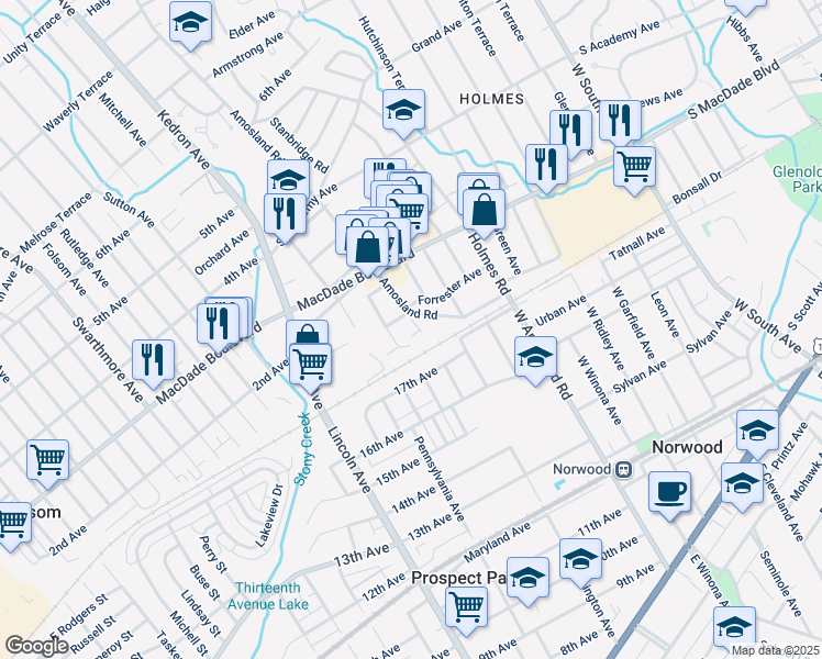 map of restaurants, bars, coffee shops, grocery stores, and more near 127 Talbot Avenue in Holmes