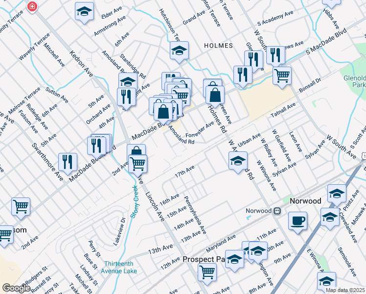 map of restaurants, bars, coffee shops, grocery stores, and more near 127 Talbot Avenue in Holmes