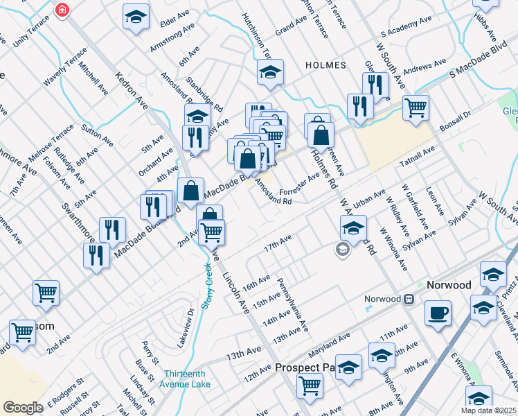 map of restaurants, bars, coffee shops, grocery stores, and more near in Holmes