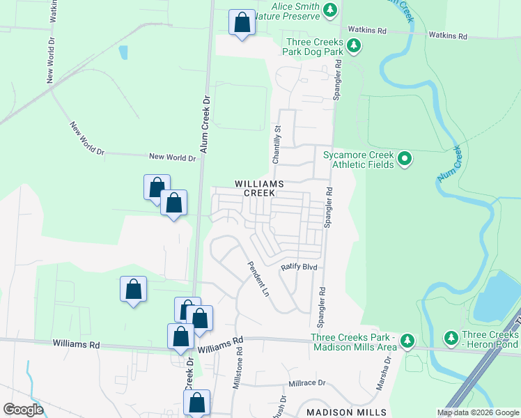 map of restaurants, bars, coffee shops, grocery stores, and more near 3654 Revolutionary Drive in Columbus