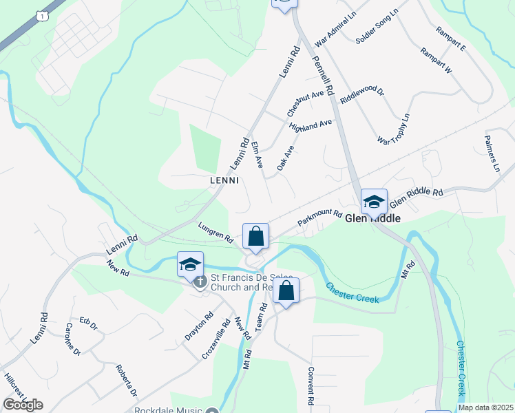 map of restaurants, bars, coffee shops, grocery stores, and more near 13 Reservation Trail in Glen Riddle