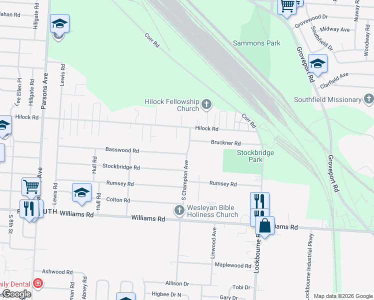 map of restaurants, bars, coffee shops, grocery stores, and more near 850 South Champion Avenue in Columbus