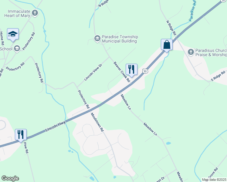 map of restaurants, bars, coffee shops, grocery stores, and more near 7453 Lincoln Highway in Thomasville