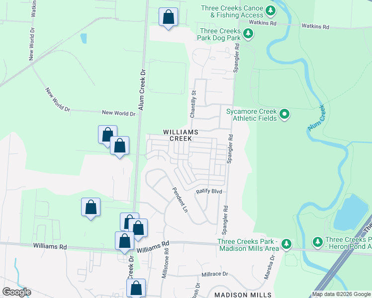 map of restaurants, bars, coffee shops, grocery stores, and more near 3654 Revolutionary Drive in Columbus