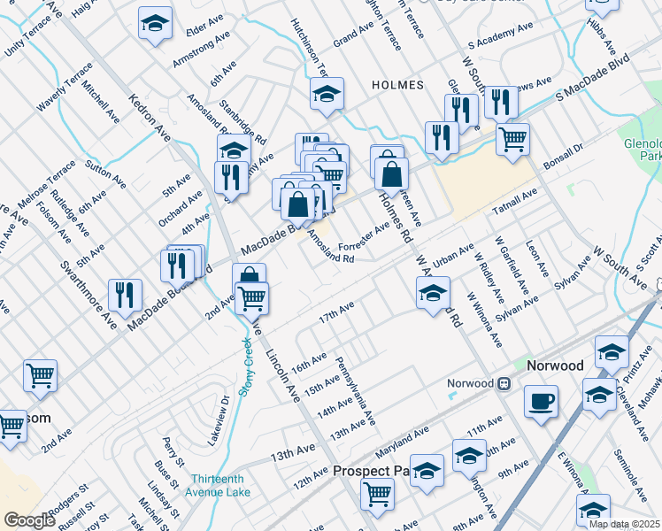 map of restaurants, bars, coffee shops, grocery stores, and more near 125 Talbot Avenue in Holmes