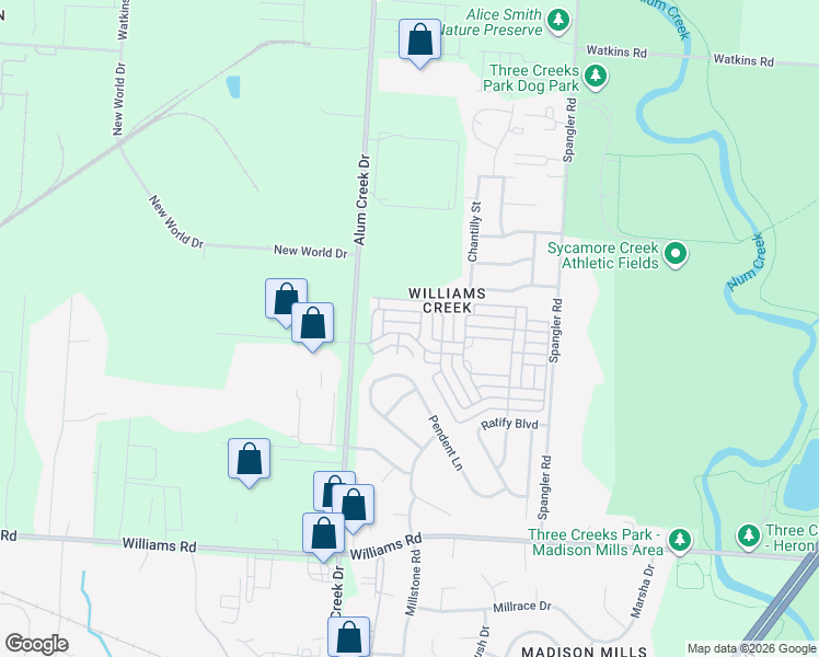 map of restaurants, bars, coffee shops, grocery stores, and more near 2718 Proclamation Way in Columbus