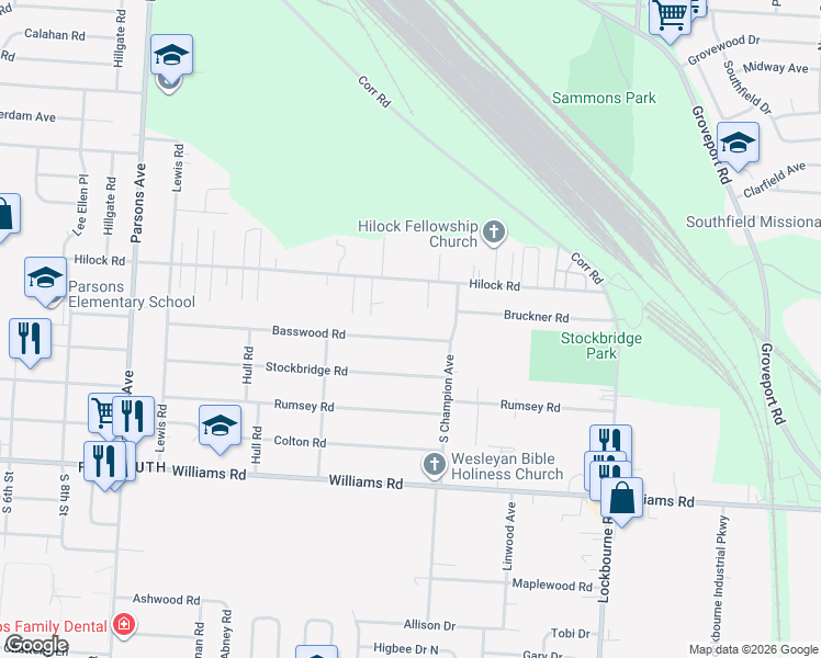 map of restaurants, bars, coffee shops, grocery stores, and more near 790 Basswood Road in Columbus