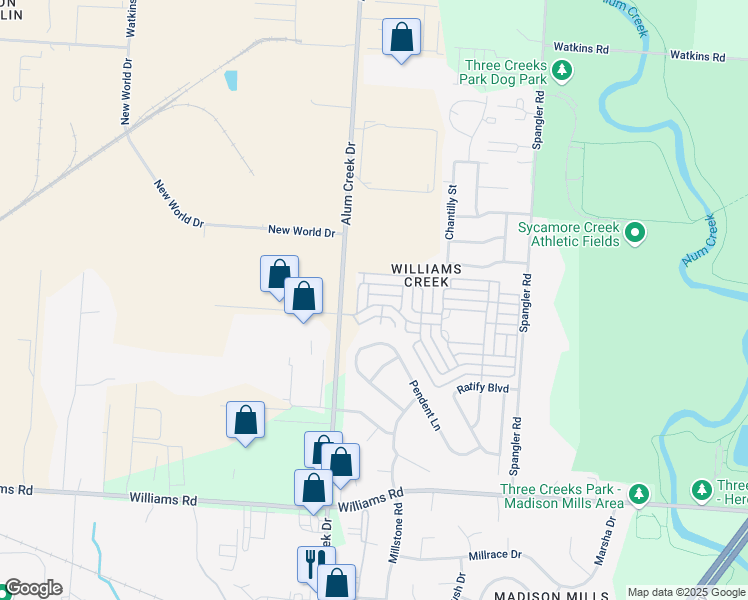 map of restaurants, bars, coffee shops, grocery stores, and more near 2658 Proclamation Way in Columbus