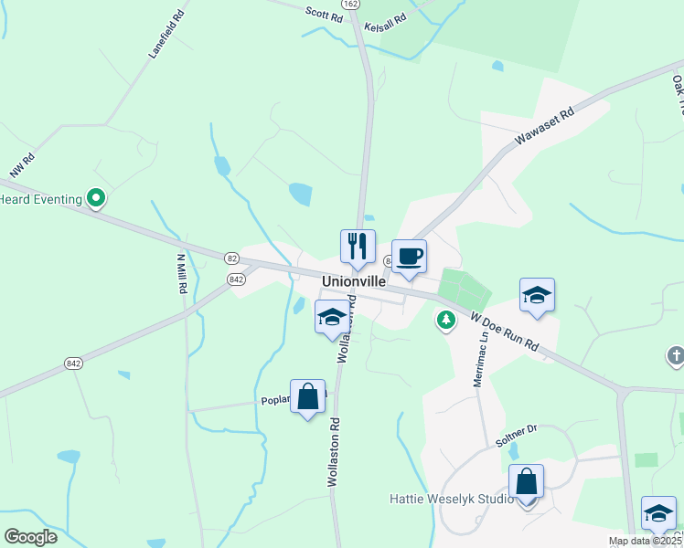 map of restaurants, bars, coffee shops, grocery stores, and more near 1685 West Doe Run Road in Kennett Square
