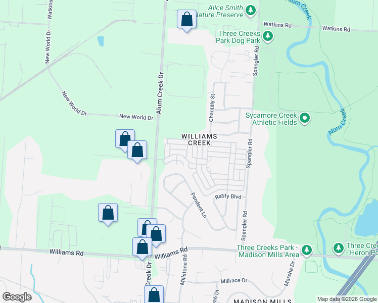 map of restaurants, bars, coffee shops, grocery stores, and more near 2718 Proclamation Way in Columbus