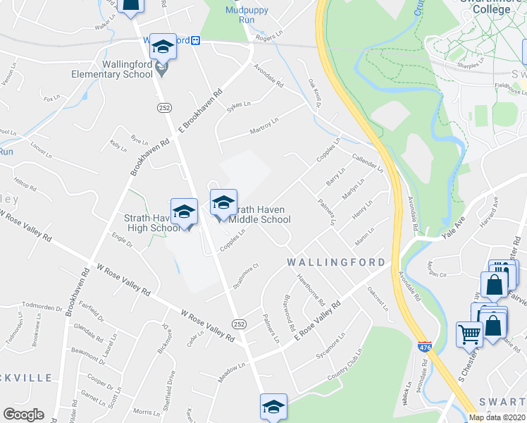 map of restaurants, bars, coffee shops, grocery stores, and more near 202 Copples Ln in Nether Providence Township