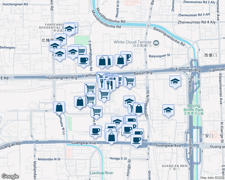 map of restaurants, bars, coffee shops, grocery stores, and more near in Beijing