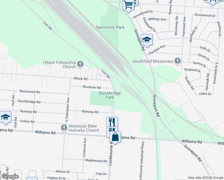 map of restaurants, bars, coffee shops, grocery stores, and more near 1025 Bruckner Road in Columbus