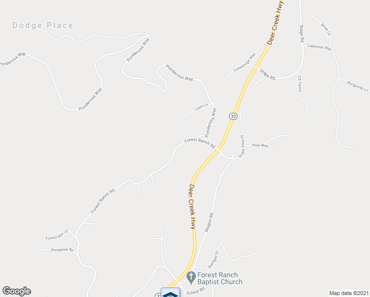 map of restaurants, bars, coffee shops, grocery stores, and more near 16298 Forest Ranch Road in Forest Ranch