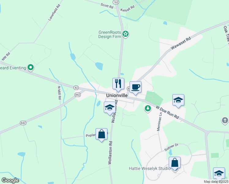 map of restaurants, bars, coffee shops, grocery stores, and more near in Unionville