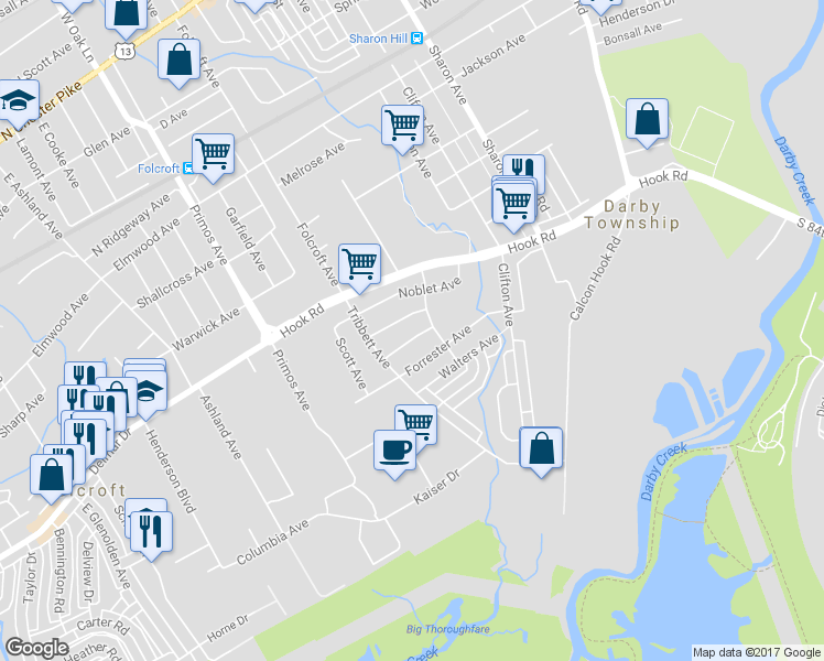 map of restaurants, bars, coffee shops, grocery stores, and more near 1522 Lincoln Avenue in Sharon Hill