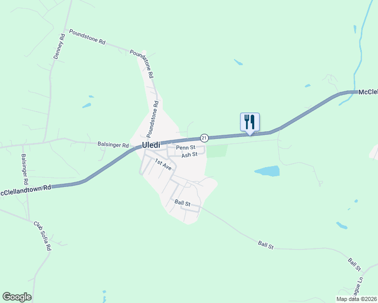 map of restaurants, bars, coffee shops, grocery stores, and more near 930 West Penn Street in Uledi