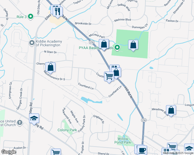 map of restaurants, bars, coffee shops, grocery stores, and more near 433 Chasteen Place in Pickerington