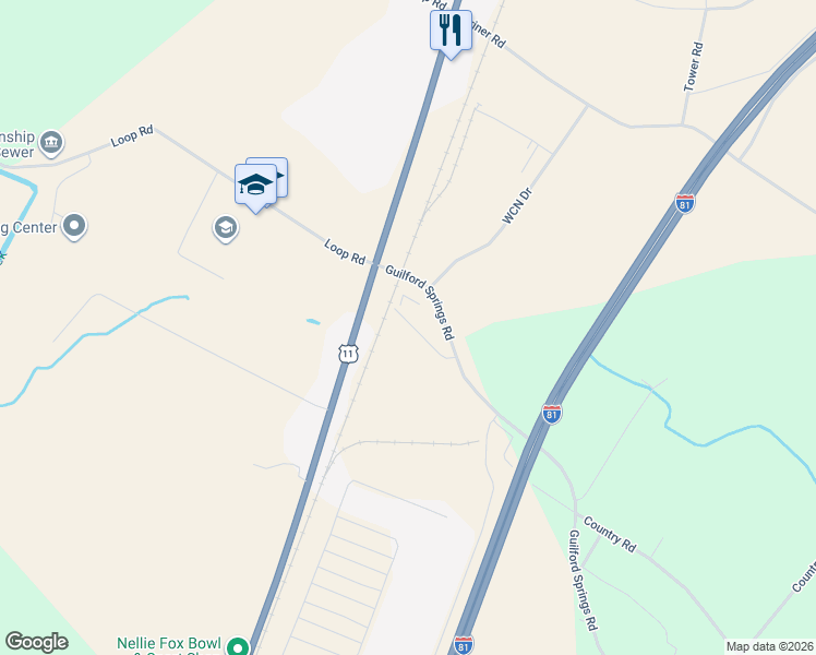 map of restaurants, bars, coffee shops, grocery stores, and more near 2877 Guilford Springs Road in Chambersburg