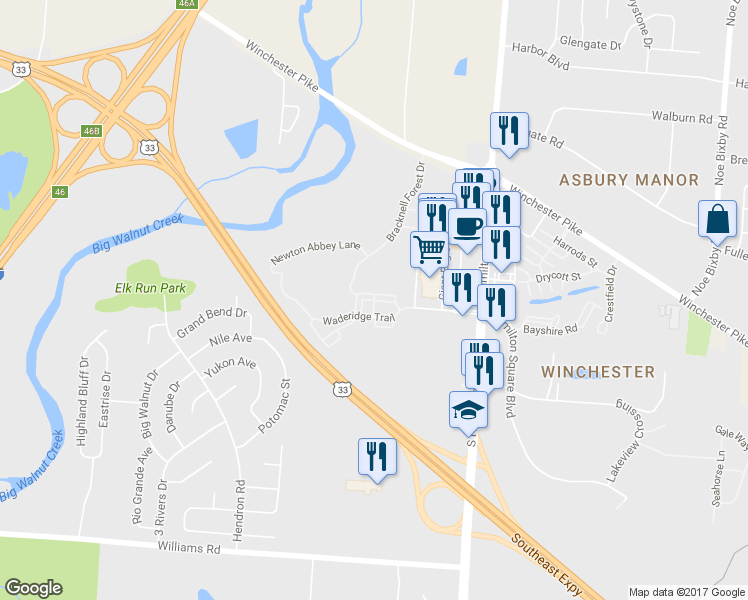 map of restaurants, bars, coffee shops, grocery stores, and more near 3812 Wilfong Way in Groveport