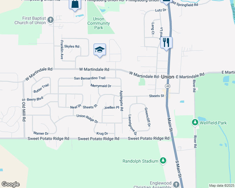 map of restaurants, bars, coffee shops, grocery stores, and more near 402 Bramlage Lane in Englewood