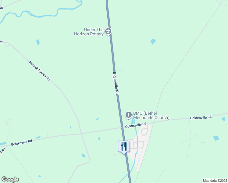 map of restaurants, bars, coffee shops, grocery stores, and more near 2420 Biglerville Road in Gettysburg