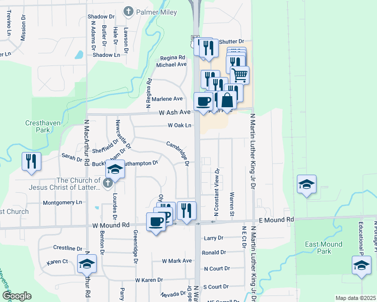map of restaurants, bars, coffee shops, grocery stores, and more near 4000-4002 Cambridge Drive in Decatur