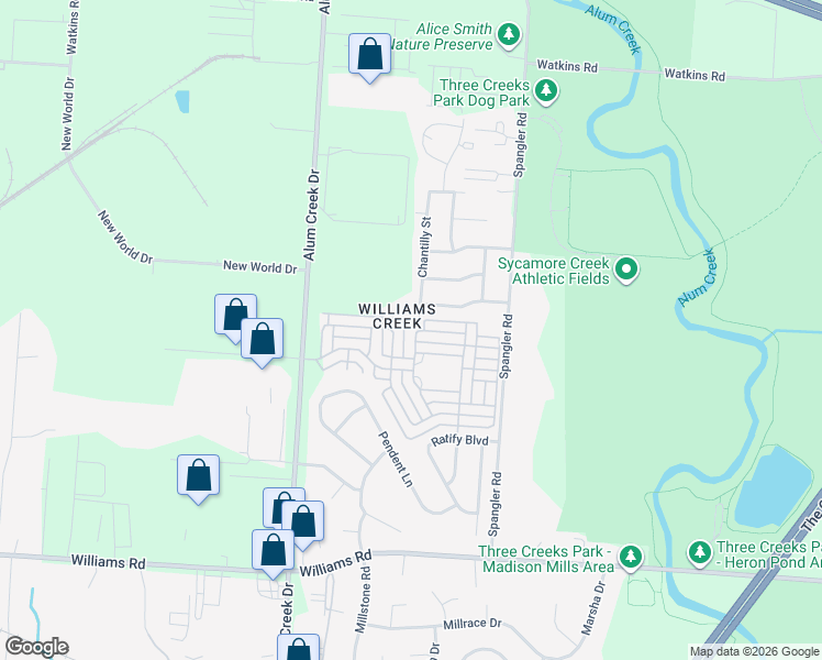 map of restaurants, bars, coffee shops, grocery stores, and more near 3654 Revolutionary Drive in Columbus