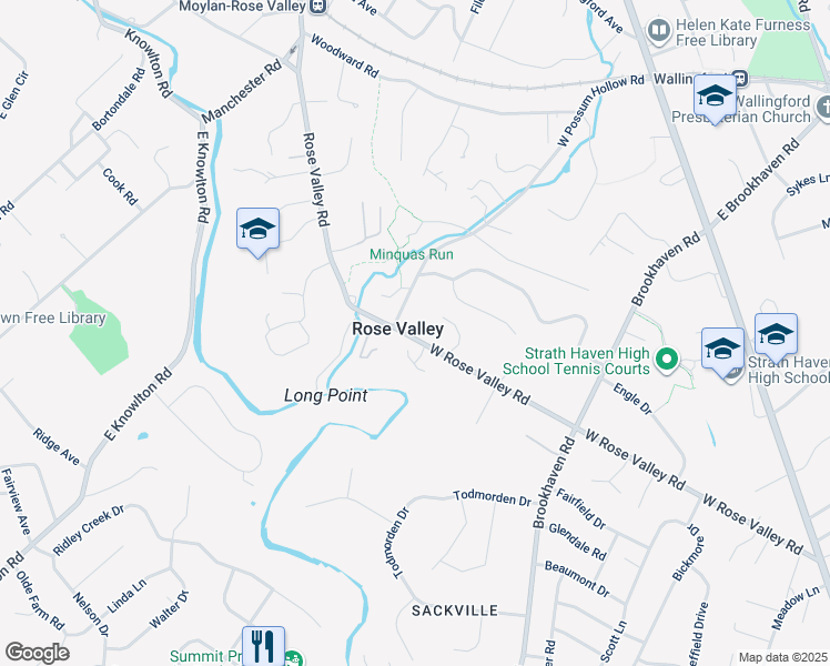 map of restaurants, bars, coffee shops, grocery stores, and more near 76 West Rose Valley Road in Rose Valley