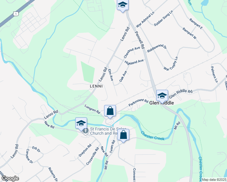 map of restaurants, bars, coffee shops, grocery stores, and more near 240 Elm Avenue in Media