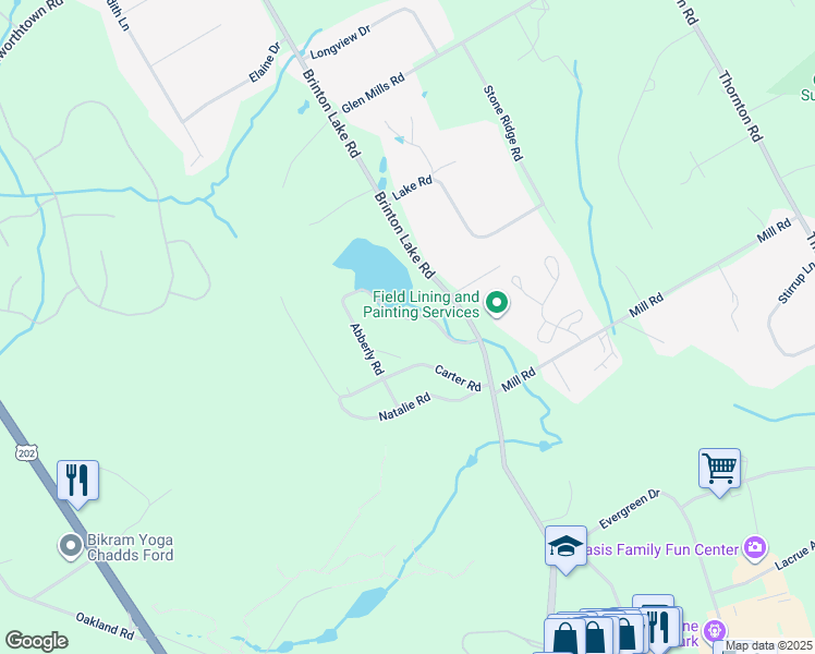 map of restaurants, bars, coffee shops, grocery stores, and more near 18 Lake Drive in Thornton