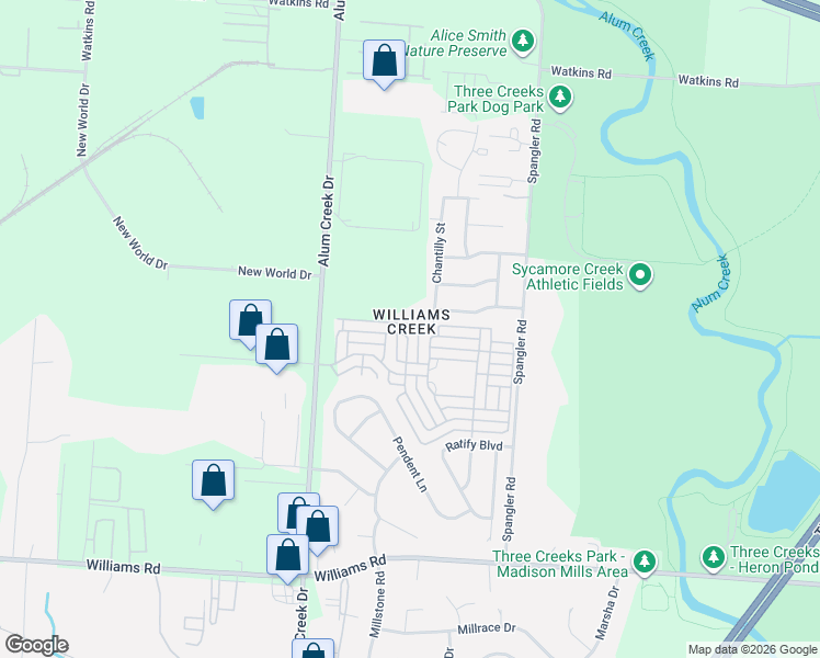 map of restaurants, bars, coffee shops, grocery stores, and more near 3654 Revolutionary Drive in Columbus