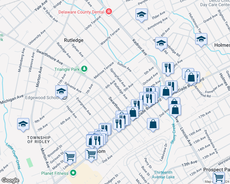map of restaurants, bars, coffee shops, grocery stores, and more near 514 Folsom Avenue in Folsom