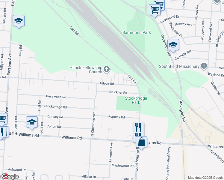 map of restaurants, bars, coffee shops, grocery stores, and more near 909 Bruckner Road in Columbus