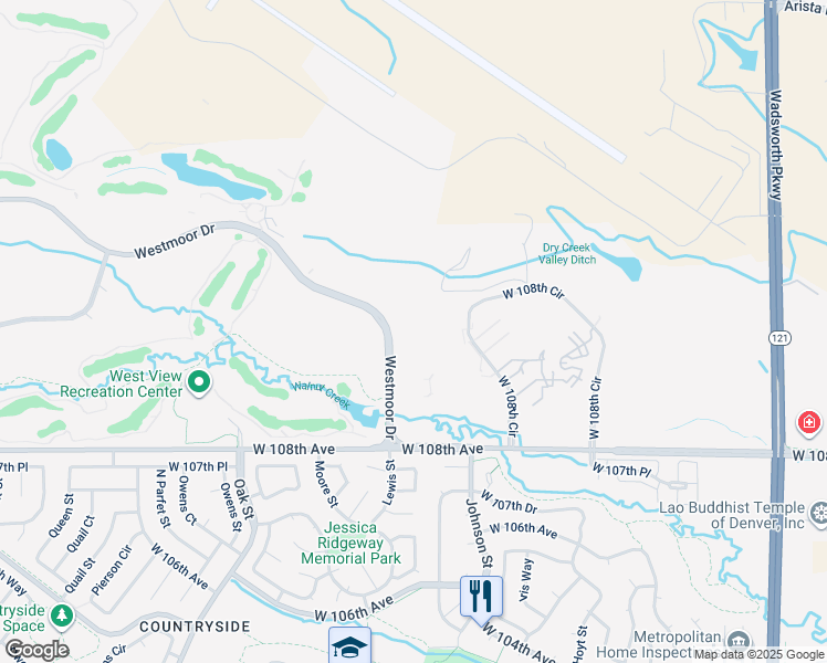 map of restaurants, bars, coffee shops, grocery stores, and more near 10075 Westmoor Drive in Westminster