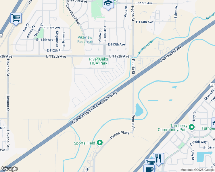 map of restaurants, bars, coffee shops, grocery stores, and more near 11015 Oakland Drive in Henderson