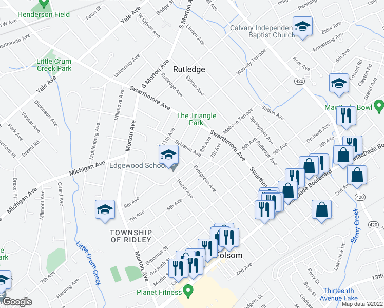 map of restaurants, bars, coffee shops, grocery stores, and more near 807 Sylvania Avenue in Folsom