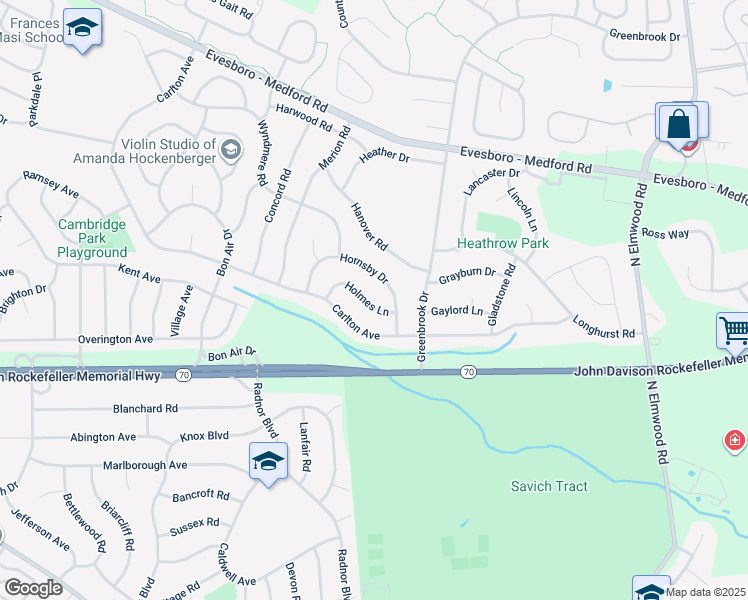 map of restaurants, bars, coffee shops, grocery stores, and more near 18 Holmes Lane in Evesham Township