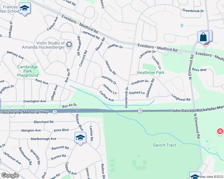 map of restaurants, bars, coffee shops, grocery stores, and more near 18 Holmes Lane in Evesham Township